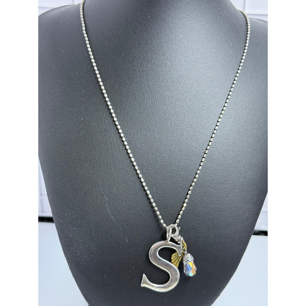 SILPADA Charm Necklace Sterling Silver 925 Initial S Angel Wings AB Charms